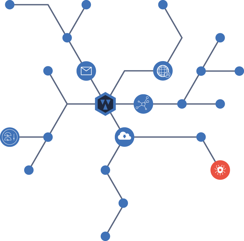Illustration vectorielle, icones reliées par des lignes